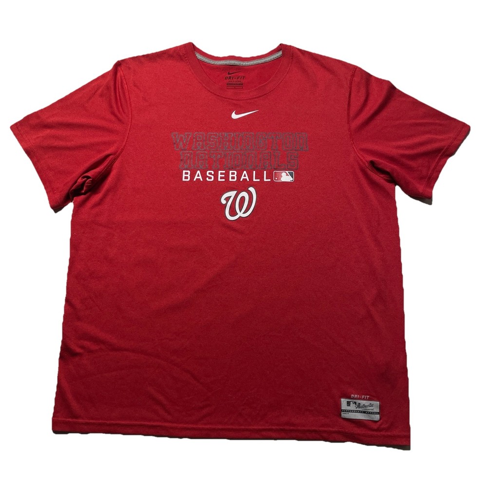 Nike Washington Nationals T-Shirt Men’s Large MLB Baseball Team Dri-Fit Red Logo