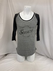 Sauce Hockey Shirt M Gray 1/2 Sleeve Poly Cotton Rayon Made USA NWT YGI O2-334