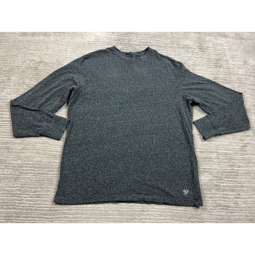 Cremieux T-Shirt Mens L Grey Heathered Long Sleeve Crew Neck Cotton Stretch Logo