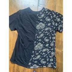 Eighty Eight Brand Mens Split Paisley Bandana Skull T-Shirt Black White Medium