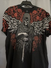 VINTAGE Liquid blue Men’s L Black Cotton Crew Neck Short Sleeve Grim Reaper