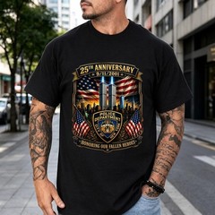 9/11 25th Anniversary T-Shirt, Remembering 2001 Tribute Tee, Patriot American