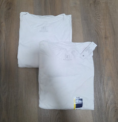 George Men’s White Long Sleeve Crew Neck 100% Cotton Pocket T-Shirt L/G