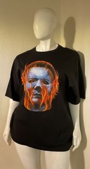 Michael Myers Mask In Flames Black T-Shirt Brand New 3X