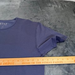 BYLT Drop Cut Lux T Shirt Mens Large Blue Curved Hem Stretch Short Sleeve