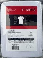 Giovanni White Men’s 100% Cotton Crew Neck T-Shirt 1st Quality. 3 Pack Small