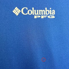 Columbia PFG Terminal Tackle Long Sleeve Shirt Mens M Blue USA Flag Triangle