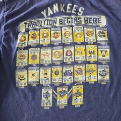Majestic New York Yankees Tradition Begins Here Graphic T-Shirt Navy Blue Mens L