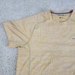 Eddie Bauer Mens Large Yellow Marled Short Sleeve T Shirt FREE-DRY Athleisure