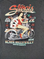 Sturgis Black Hills Rally Shirt Mens XL Gray SUNA 2016 Biker Casino Pin Up Bike