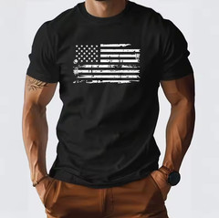 Men’s Eagle Flag Print T-Shirt Gym Fitness Sports Big Size Comfy Summer Tee