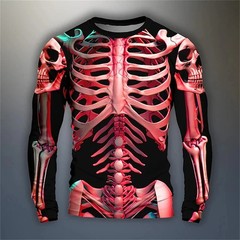 3D Printed Skull Print Men’s T-shirt Autumn Casual Long Sleeved Round Neck…