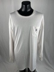Polo Ralph Lauren T-Shirt Men’s BIG 2XB White Cotton Long Sleeve Pocketed