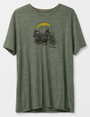 Smartwool Mens XL Green Merino Wool Blend T-Shirt Motorcycle Graphic Tee Retro