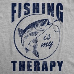 Mens Funny T Shirts Fishing Is My Therapy Sarcastic Fish Graphic Novelty Tee for
