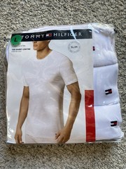 (3 Pack) Tommy Hilfiger Slim Fit 3 Pack Classic Crew Tees Size L Mini flag Logo