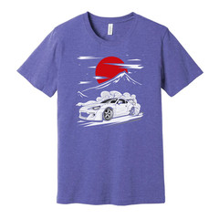 Toyota GR86 Unisex T Shirt With Drift Car Graphic Under Red Sun And Mountain Sce