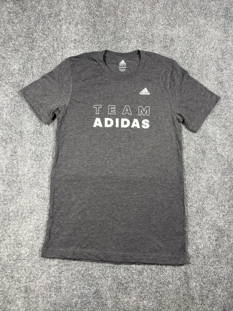 Adidas Shirt Mens Size Small Short Sleeve Gray Logo Outdoor Casual Sports Gray