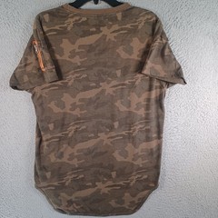 VICTORIOUS Mens Camo Brown Shirt Size Medium Short-Sleeve Zipper Pocket Sleeve