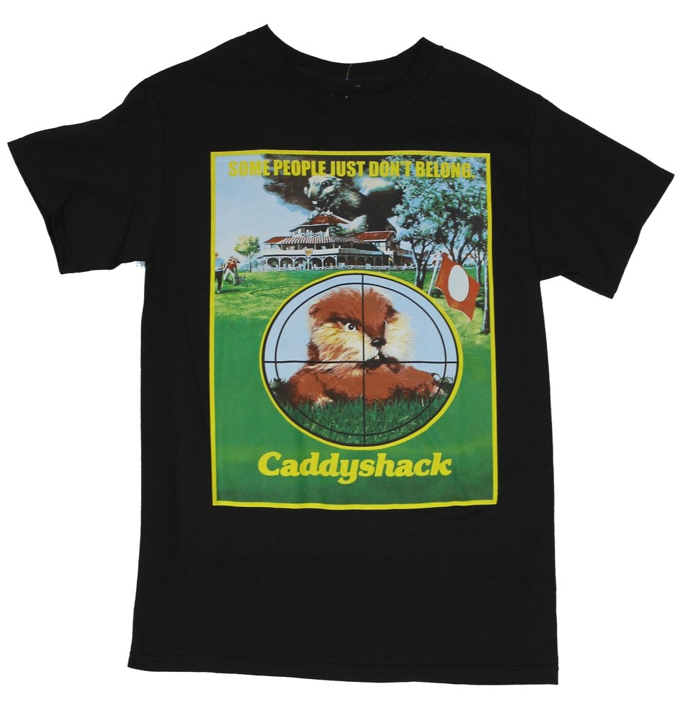 Caddyshack Mens T-Shirt – Gopher in Crosshairs Movie Poster Image