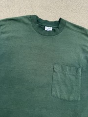 Vintage 90s BVD Green Blank Pocket T-Shirt Size Large Made In USA FADED
