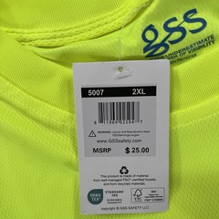 Lot 2 Short Sleeve GSS Hi Visibility Workwear Shirt Neon Yellow XXL Pocket
