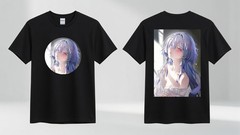 Purple Hair Red Eyes Anime Girl Black Gildan T-Shirt