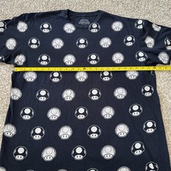 Super Mario Bros All Over Toad Head Black Men’s T Shirt Size 2XL