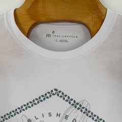 TravisMathew Mens Graphic T-Shirt White Floral Hexagon Logo Tee Large NEW