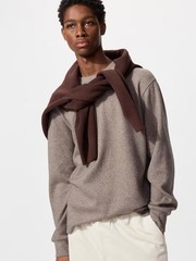 UNIQLO UNISEX Soft Knitted Fleece T-Shirt Soft Smooth Knit-like Texture NEW