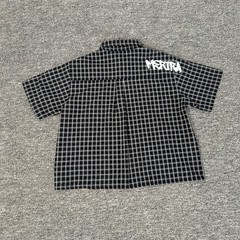 Mertra letter-printed checked shirt – loose-fitting casual short-sleeved shirt