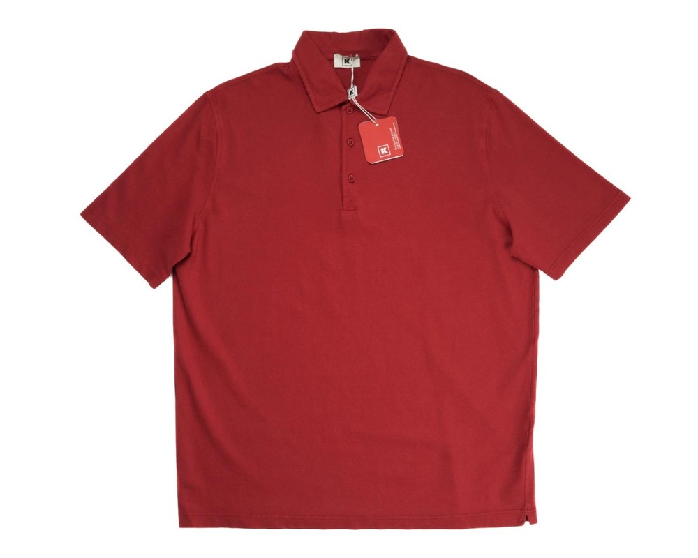 Kired by Kiton $395 NWT Red Slim Polo Shirt Piquet Crepe Cotton L (52 IT)