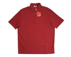Kired by Kiton $395 NWT Red Slim Polo Shirt Piquet Crepe Cotton L (52 IT)