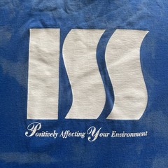 Vtg 1980s Integrated Service Solutions T Shirt Mens L Blue Bleach Dye Hanes 80s