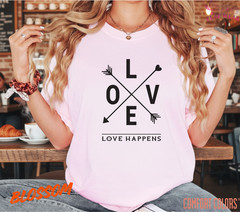 Unisex Love Happens T-Shirt Tee T shirt Men T shirt Women valanity day Romantic