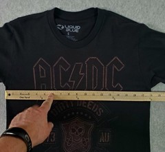 AC/DC Dirty Deeds T Shirt Mens Small Black Skull Graphic Rock Tee Liquid Blue