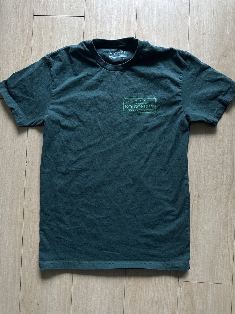 No Comply Green Tshirt Skate Austin Texas Size Small 100% Cotton