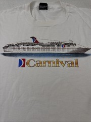 Vintage 90s Single Stitch White Carnival Cruise Ship T Shirt XL Tourist