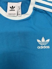 adidas Originals Trefoil 3-Stripes Blue White Crewneck T-Shirt Mens M