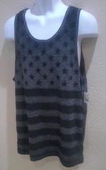 Men’s Americana Tank Top – Black/Gray Flag Print MAD ENGINE L XXL