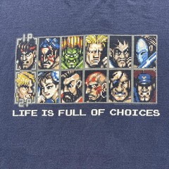 Vintage Street Fighter T-Shirt Mens XL Blue Capcom Pixel Life Full Choices y2k