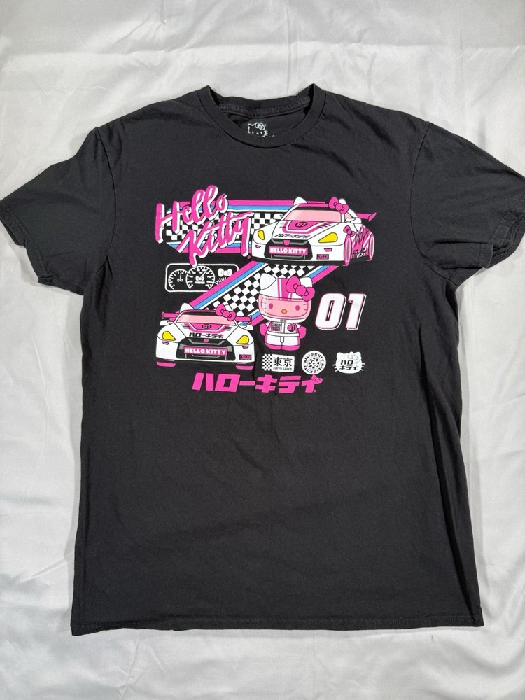 Hello Kitty Race Car Tokyo Speed T-Shirt Sanrio Adult Medium Black Tee See Desc.