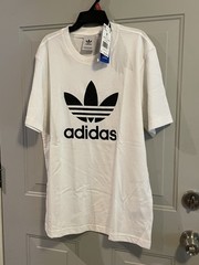 New Mens Adidas Short Sleeve Trefoil T-Shirt Size Small NWT White .