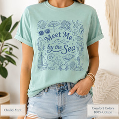Meet Me by the Sea Shirt, Coastal Comfort Colors Tee, Beach Graphic T-Shirt