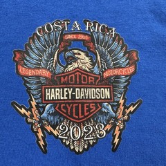 Costa Rica Eagle Graphic Tee Motorcycle Biker Blue Size L Cotton