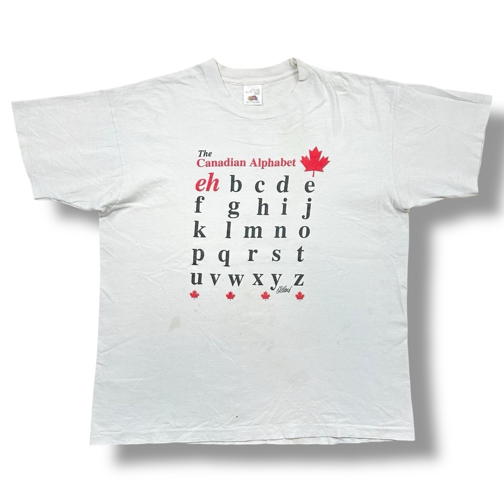 Vintage 90s The Canadian Alphabet Funny Graphic T-Shirt White 80s Men’s Size XL