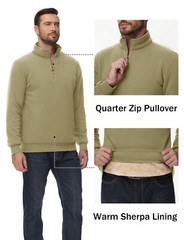 Men’s 1/4 Zip Sweatshirt Sherpa Lined Fleece Pullover Heavyweight Winter Sweater
