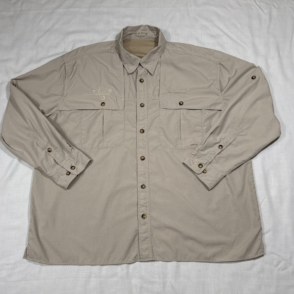 Orvis PFG style Mens XXL L/S Button up Shirt C Lazy U Ranch Dude Ranch Colorado