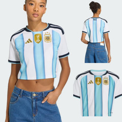 Adidas Argentina 26 Home Crop Jersey Women Shirt White Icey Blue KE5982
