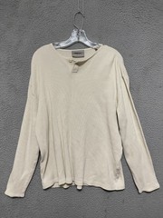 Essentials Fear Of God Waffle-Knit Mens Medium Shirt Henley Long sleeve Beige